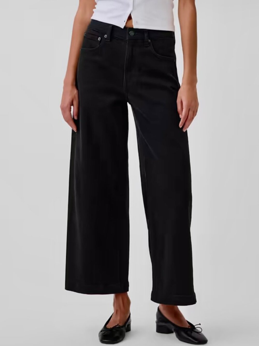 Gap High Rise Wide Leg Crop Jean Black 2/26R